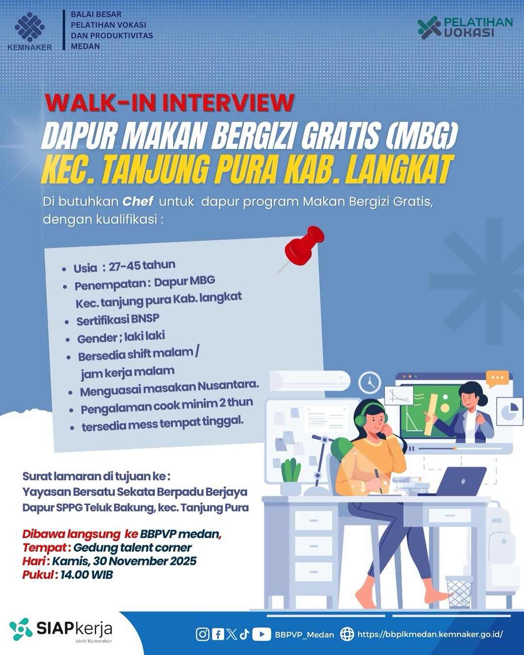 [WALK-IN INTERVIEW] Dapur Makan Bergizi Gratis Kec. Tanjung Pura Kab ...
