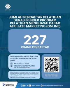Tes Tertulis Online Calon Peserta Pelatihan SHORT CLASS Program Pelatihan Menguasai Dasar Affiliate Marketing (Online) – BBPVP Medan