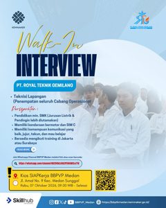 [WALK-IN INTERVIEW] PT. ROYAL TEKNIK GEMILANG